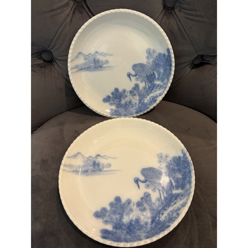 Pair of Igezara Japanese Transferware Plates Marked